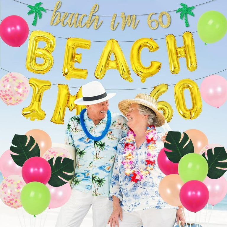 Beach I'm 60 Birthday Decorations, Summer Tropical Aloha