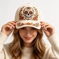 thumbnail image 2 of Women's Baseball Cap 2D Halloween Pumpkin Witch Ghost Embroidered Sun Hat, 2 of 3