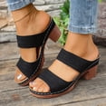 thumbnail image 2 of Dakaela Heeled Sandals for Women Low Block Chunky Heels Open Toe Backless Dress Casual Pumps Slip on Mules Shoes for Party Wedding Size 6-10 Black, 2 of 9