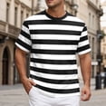 thumbnail image 2 of NOEGOEU Mens Short Sleeve T Shirts Striped Casual Crewneck Basic Shirt Stretch Summer Beach Tees (Black,M), 2 of 8