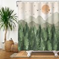 thumbnail image 3 of SUNOLIFE Mountain Shower Curtain Green Forset Waterproof Fabric Bathroom Curtain 72x72 in, 3 of 4
