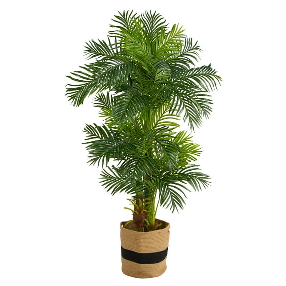 Nearly Natural 6' Hawaii Palm Artificial Tree in Handmade Natural Cotton Planter