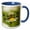 Blue/White, variant on 3drose, Female Blue Dasher Dragonfly on Daisy, Kentucky, 11oz Two-tone Yellow Mug
