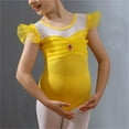 thumbnail image 2 of ZACPNCV Girls Ballet Leotards Dance Leotards Ruffle Short Sleeve Gymnastics Outfits Yellow 14-15 Years, 2 of 5