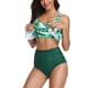 thumbnail image 4 of Traje de baño Tankini de cintura alta para mujer, traje de baño estampado con volantes, conjunto de pantalones cortos florales XL, 4 of 9