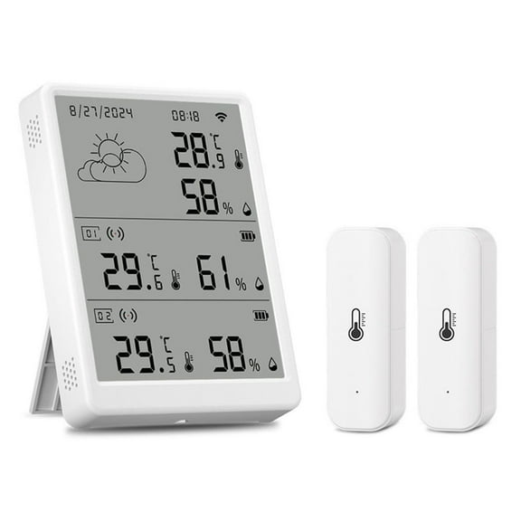 YFind for Tuya WiFi RF433 Temperature Humidity Sensor LCD Screen Station 100 m Range,1*Monitoer  2*Sensor
