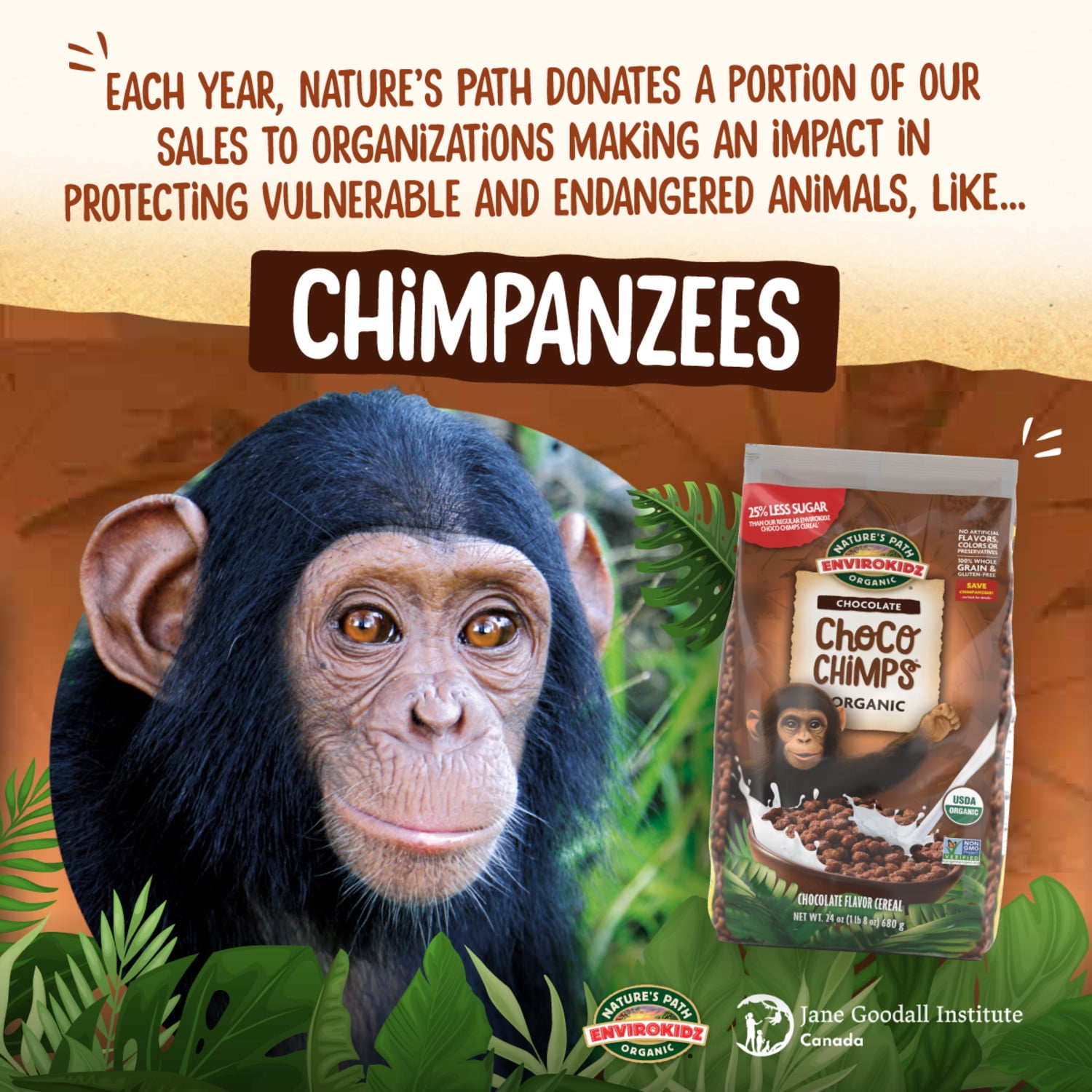 EnviroKidz Organic Choco Chimps Breakfast Cereal, 24oz Bag (pack of 6)