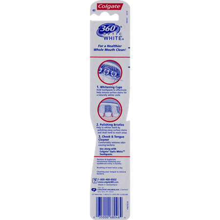 Colgate 360 Optic White Toothbrush, Medium, 1 Count