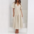 thumbnail image 1 of Vestido ajustado con mangas abullonadas Vintage para mujer Vestido largo sexy Color sólido Traje diario FLhrweasw Nuevo, 1 of 9