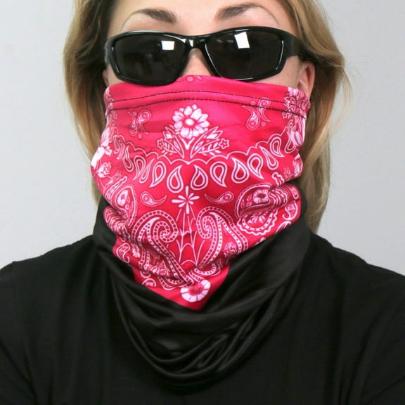 Tube Pink Paisley Reusable Neck Warmer Breathable Face Cover Neck Gaiter Mask