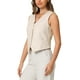 thumbnail image 4 of CHALCO INSPIRADOR Chaleco de Lino para Mujeres Sin Mangas con Cierre de Botones y Escote en V para Trabajo Formal M Beige, 4 of 6