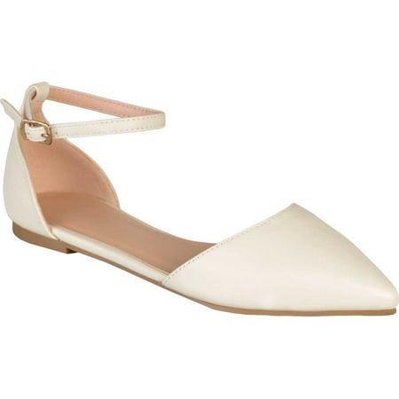 

Women s Journee Collection Reba Ankle Strap Flat Bone Faux Leather 7 M