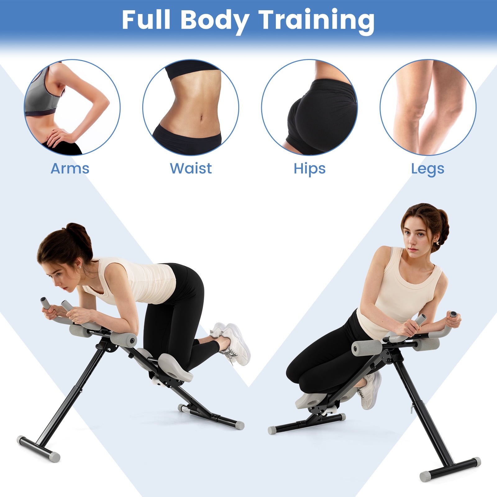 Topbuy Ab Workout Equipment Foldable Abdominal Trainer w/Arm & Knee Pads Black