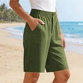 thumbnail image 3 of Yievot Shorts for Women Elastic Waist Button Summer Casual Shorts with Pockets, 3 of 8
