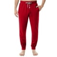 thumbnail image 2 of WTOBBY Men's Drawstring Cuffed Casual Pants with Pockets, Soft Home Sleep Pajama Bottoms for Lounging and Relaxation, Comfortable Fit,Red L, 2 of 8