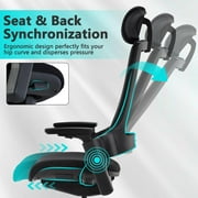 CLATINA Ergonomic High Swivel Executive Chair with Adjustable Height Head 3D Arm Rest Lumbar Support and Upholstered Back for Home Office Black