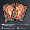 thumbnail image 2 of Hindu Floral Pattern with Elephant Vibrant Painting Orange Pink Blue Ganesha Ornate Flower Design Unframed Wall Art Print Poster Home Decor Premium, 2 of 5