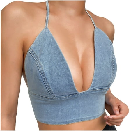 

BVnarty Women s Vacation Travel Clothes Backless Sleeveless Spaghetti Strap Camisole Soft Comfy Cami Summer Crop Tops Trendy 2023 Solid Color Plain Strappy Tanks for Teen Girls Blue M