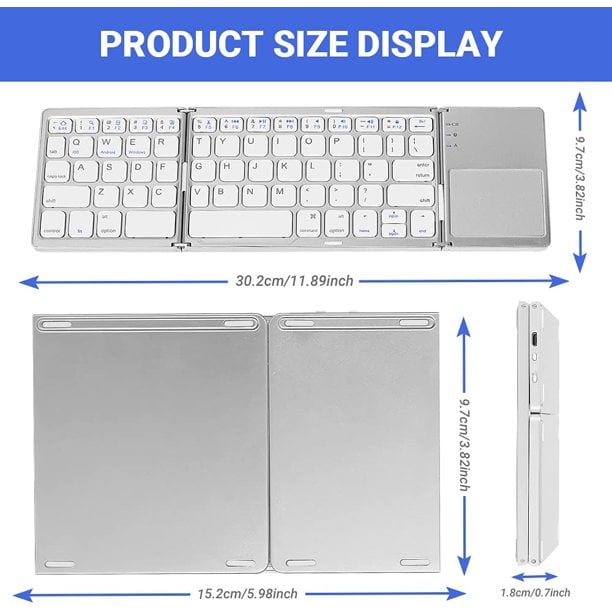 Tri- Folding Portable Wireless Keyboard with Touchpad Android Windows System Laptop Tablet Smartphone Device Foldable Bluetooth Keyboard USB Rechargeable for iOS Tri- Folding Portable Wireless Keyboard with Touchpad Android Windows System Laptop Tablet Smartphone Device Foldable Bluetooth Keyboard USB Rechargeable for iOS