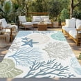 thumbnail image 3 of Fsddascl Coastal Outdoor Rug for Patio/Deck/Porch, Non-Slip Large Area Rug 6 x 9 Ft, Summer Beach Nautical Coral Starfish Indoor Outdoor Rugs Washable Area Rugs, Reversible Camping Rug Carpet Runner, 3 of 5