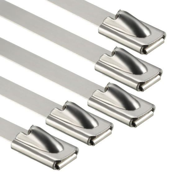 0.18" x 3.9" Stainless Steel Exhaust Wrap Multi-Purpose Locking Cable Metal Zip Ties 5 pcs