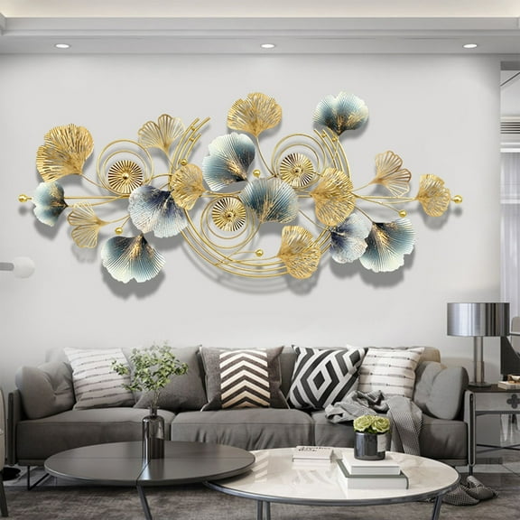 3D metal wall decorations leaf, wall decoration made of metal, gold wall decoration metal 3D wall sculptures, wall decoration ginkgo leaves, for home bedroom living room decoration