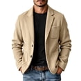 thumbnail image 4 of Men Wool Blazer Notched Lapel Single Breasted 2 Button Closure Coat Long Sleeve Business Casual Fall Winter Jacket with Pockets, 4 of 6