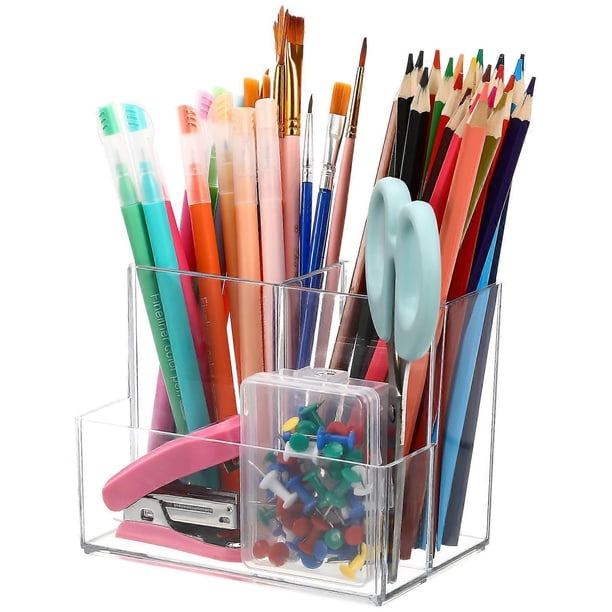 Makeup Organizer Clear Makeup Brush Holder Divided Makeup Storage Case Desktop Pen Container Desk Organizer Case Cosmetics Holder