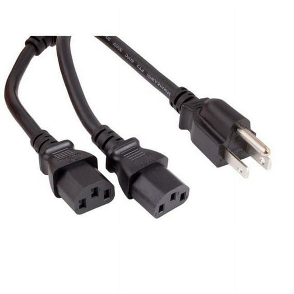 Cable Leader 10 ft. 16 AWG Universal Power Cord Splitter Cable NEMA 5-15P to IEC320 C13 x 2