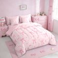 thumbnail image 2 of Erosebridal Kawaii Ribbon Bowtie Kids 7-Piece Bedding Comforter Set,Girls Pink Bow King Bedding Sets,Pink Reversible, 2 of 7