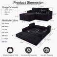 thumbnail image 5 of Holaki 75" Convertible Sofa Bed, L-Shaped Boneless Loveseat Couch for Living Room, Modular Sectional Sofa with Movable Ottoman, Modern Corduroy Floor Couch with Cup Holders & Pockets, Black, 5 of 10