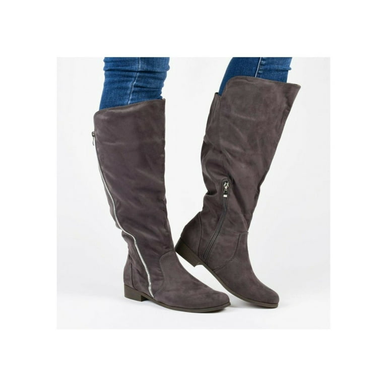 JOURNEE COLLECTION Womens Gray Diagonal Zipper Detail Asymmetrical 
