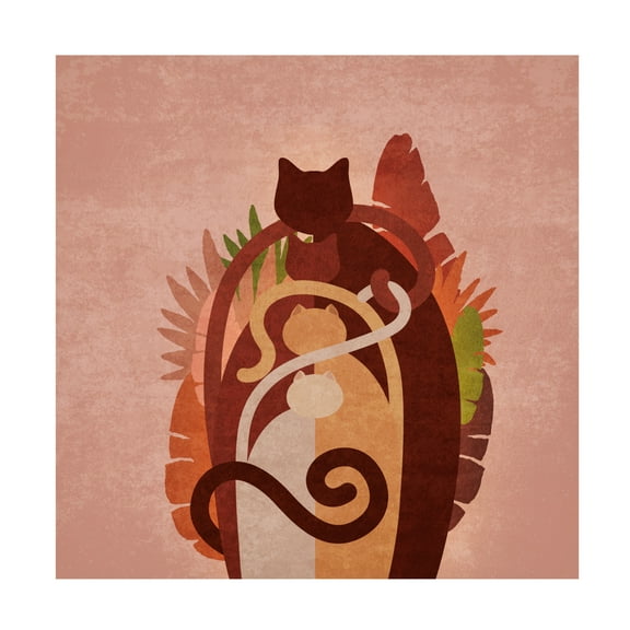 Trademark Fine Art Emel Tunaboylu Cat Gang Boho Canvas Wall Art