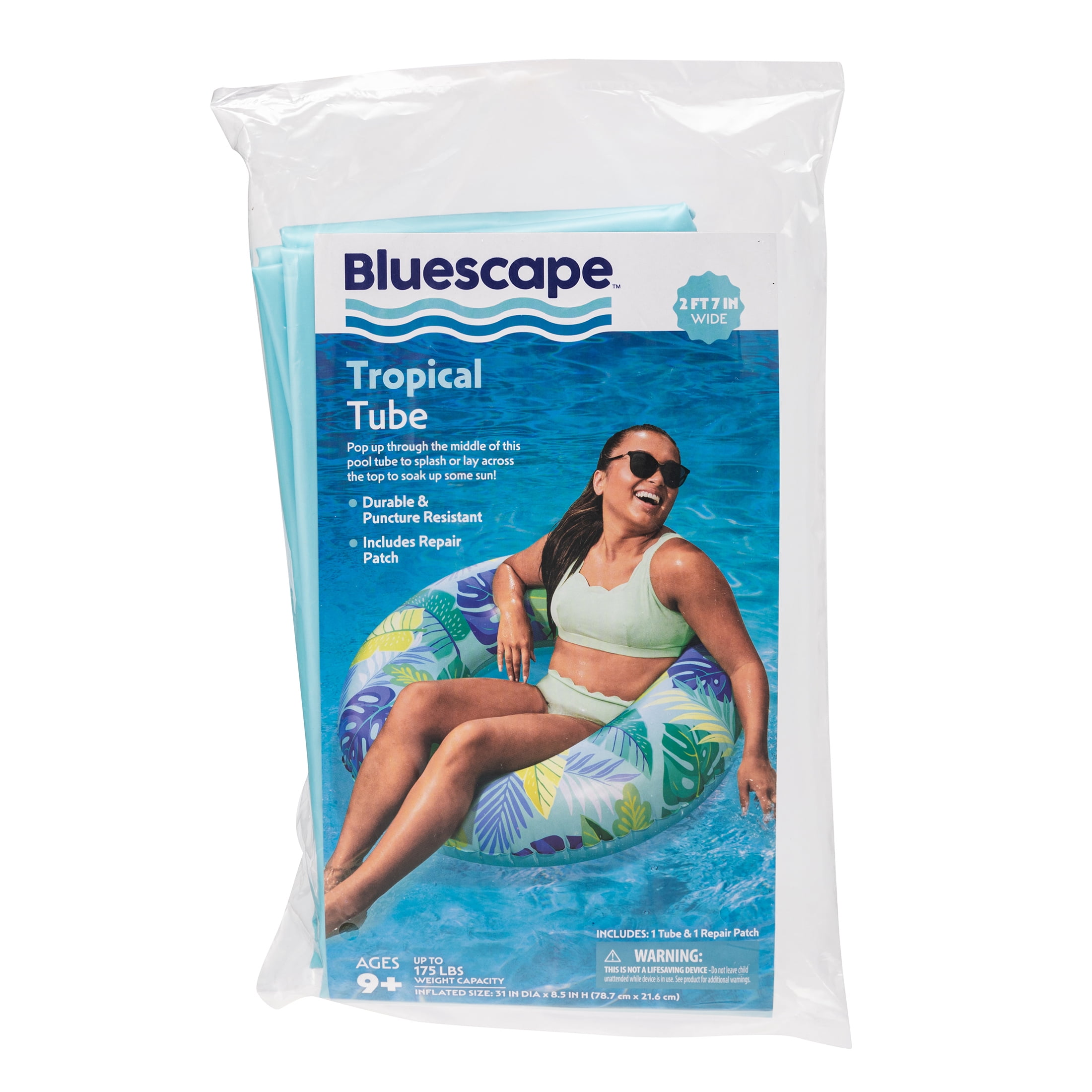 Bluescape Blue Tropical Inflatable Swim Tube Pool Float, for Kids & Adults, Age 9 & up, Unisex