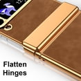 thumbnail image 3 of Compatible with Samsung Galaxy Z Flip 3 5G Luxury Case with Hinge Protection, Classical Plating PC with PU Leather Protective Anti-fingerprint Cover Phone Case for Samsung Z Flip 3, Brown, 3 of 7