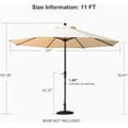 thumbnail image 6 of PURPLE LEAF 11' Round Patio Market Umbrella Outdoor Table Sun Umbrellas with Crank 8 Aluminum Sturdy Ribs for Pool Deck Backyard Beach Beige, 6 of 8
