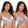 thumbnail image 1 of Curve Muse Womens Plus Size Unlined Semi-Sheer Balconette Underwire Lace Bra-2PK-PINK,LT BLUE-46C, 1 of 7