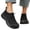 Black, variant on Women Quilted Knit Walking Shoes, Toggle Closure Rear Pull Tab Lightweight Elevated Midsole Non Slip Outdoor Casual Footwear Black 8