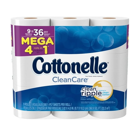 Cottonelle Clean Care Toilet Paper, 9 Mega Rolls - Walmart.com Cottonelle Clean Care Toilet Paper, 9 Mega Rolls - Walmart.com