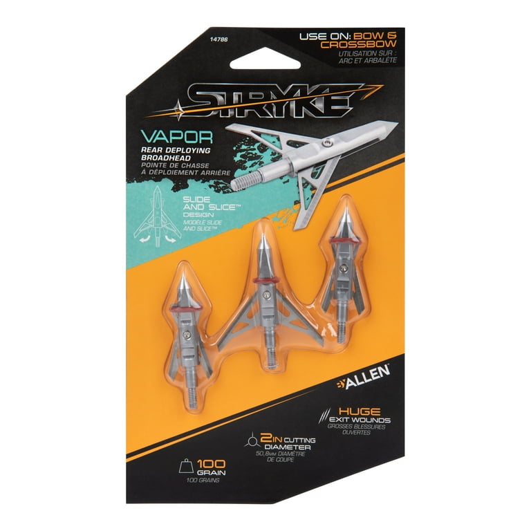 Stryke Vapor Rear Deploying 2-Blade Broadheads, 100-Grain, 3-Pack
