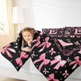 thumbnail image 3 of Manfei 3D Cartoon Bowtie Print Full Size Comforter Sets,Black Pink Monogrammed E Bedding Comforter Set,Black Reversible,3-Piece,1 Comforter and 2 Pillowcases, 3 of 7