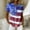 Sky Blue, variant on Women's Usa Short Sleeve T-Shirts 250 Years Anniversary Button Down Patriotic Flag Graphic Independence Day Tops