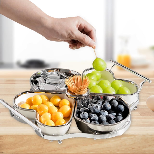 Bandeja de frutas para cesta de aperitivos, plato de condimentos, cuenco para aperitivos con forma de corazón, plato para tarta de postre, plato para 30x26.5x5cm Dividido Macarena Bandeja de servir