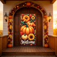 thumbnail image 6 of Cififendec Thanksgiving Harvest Door Cover, 70.87"×35.43", Rustic Pumpkin Sunflower Maple Leaf Fabric Door Banner for Fall Front Porch Door Decor, 6 of 9