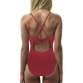 thumbnail image 4 of Women's Tankini Swimsuits Solid Color Triangle Backless Summer Beach Tankinis Swimwear for Women Red, 4 of 4