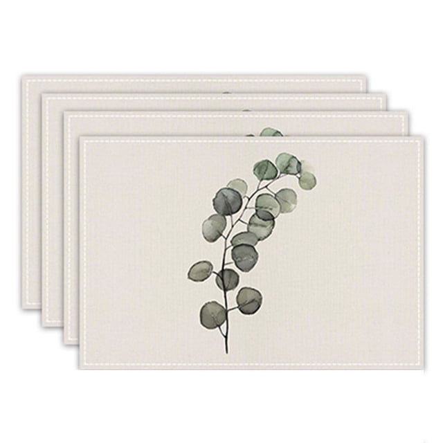 Nvzi Manteles individuales de lino, manteles para mesa de comedor, protectores de superficies,accesorios de decoración de cocina (juego de 4, tamaño 17,7 x 12,6 pulgadas, A13)