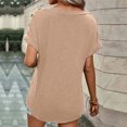 thumbnail image 4 of Camiseta Vhermosa de manga corta para mujer Casual Color liso cuello en V Caqui S, 4 of 6