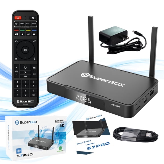 Latest SuperBox S7 Pro 2026 Fully Loaded, 4GB RAM 32GB ROM for Family Entertainment, Super Box S7pro 6K Smart TV Box with Voice Remote, Time Shift & Parental Controls