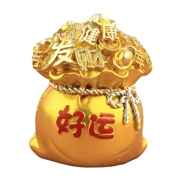 2x Fortune Traditionnelle Chinoise Feng Shui Figurine Ornement Voiture -  Bonne Chance d'Or 