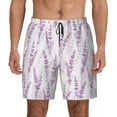 thumbnail image 2 of Goofa Lavender Flowers Printed Men's Swim Trunks Board Shorts Quick Dry Mens Swimming Trunks with Compression Liner,Breathable Fit Hawaii Beach Shorts-Large, 2 of 9